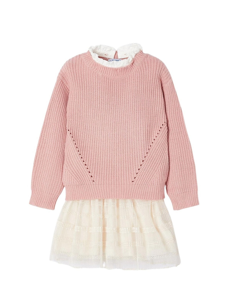 Vestido tricô com tule Rosado     (Rosa)  para Menina - Mayoral