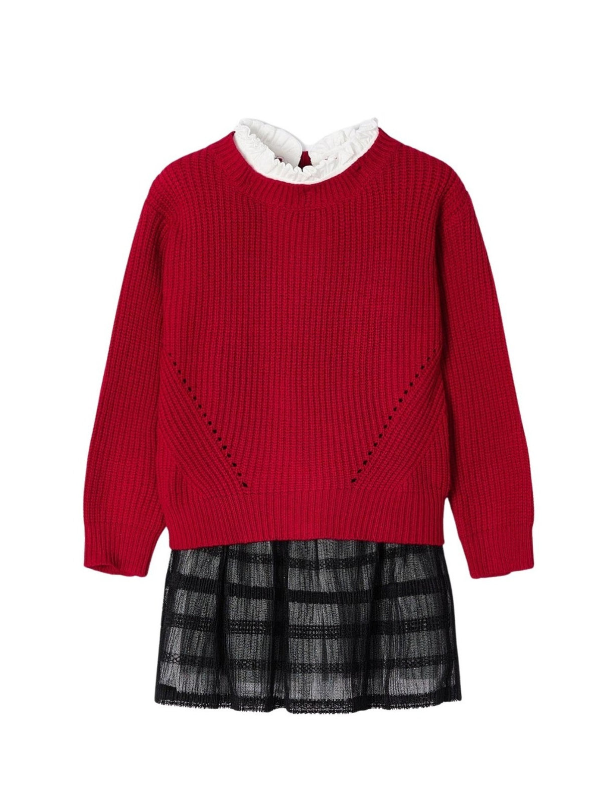 Vestido tricô com tule Vermelho   (Vermelho)  para Menina - Mayoral
