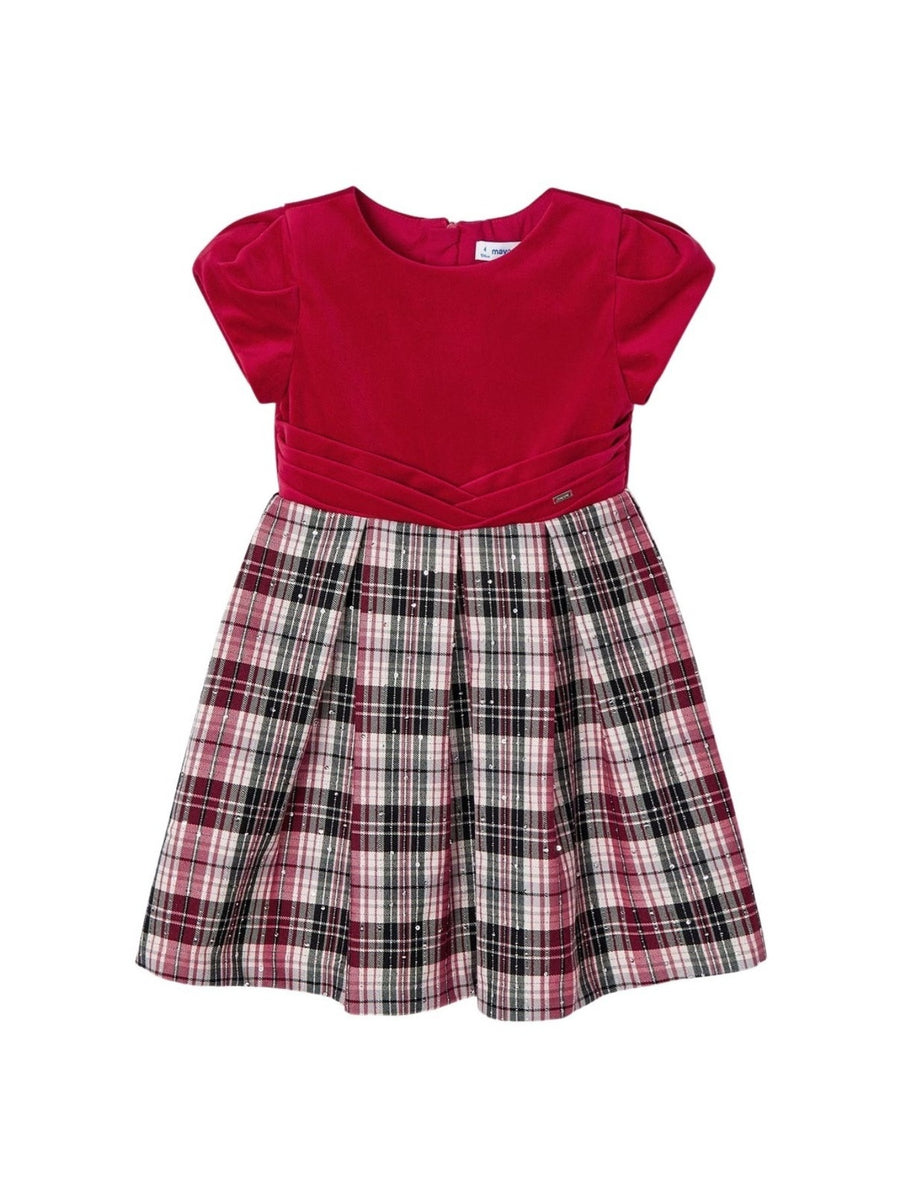 Vestido combinado xadrez Vermelho   (Vermelho)  para Menina - Mayoral