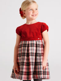 Vestido combinado xadrez Vermelho   (Vermelho)  para Menina - Mayoral