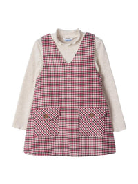 Conj. vestido xadrez Framboesa  (Vermelho Escuro)  para Menina - Mayoral