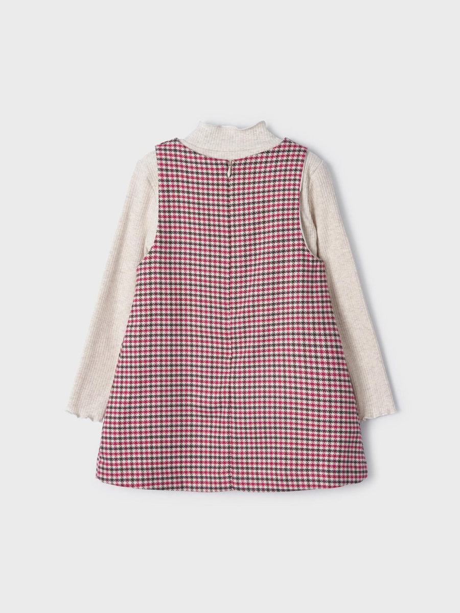 Conj. vestido xadrez Framboesa  (Vermelho Escuro)  para Menina - Mayoral
