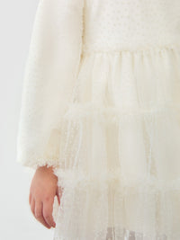 Vestido tule plumeti Nata       (Creme / Pérola)  para Bebé Menina - Abel & Lula
