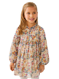 Vestido estampado Açafrão    (Amarelo Ocre)  para Menina - Abel & Lula