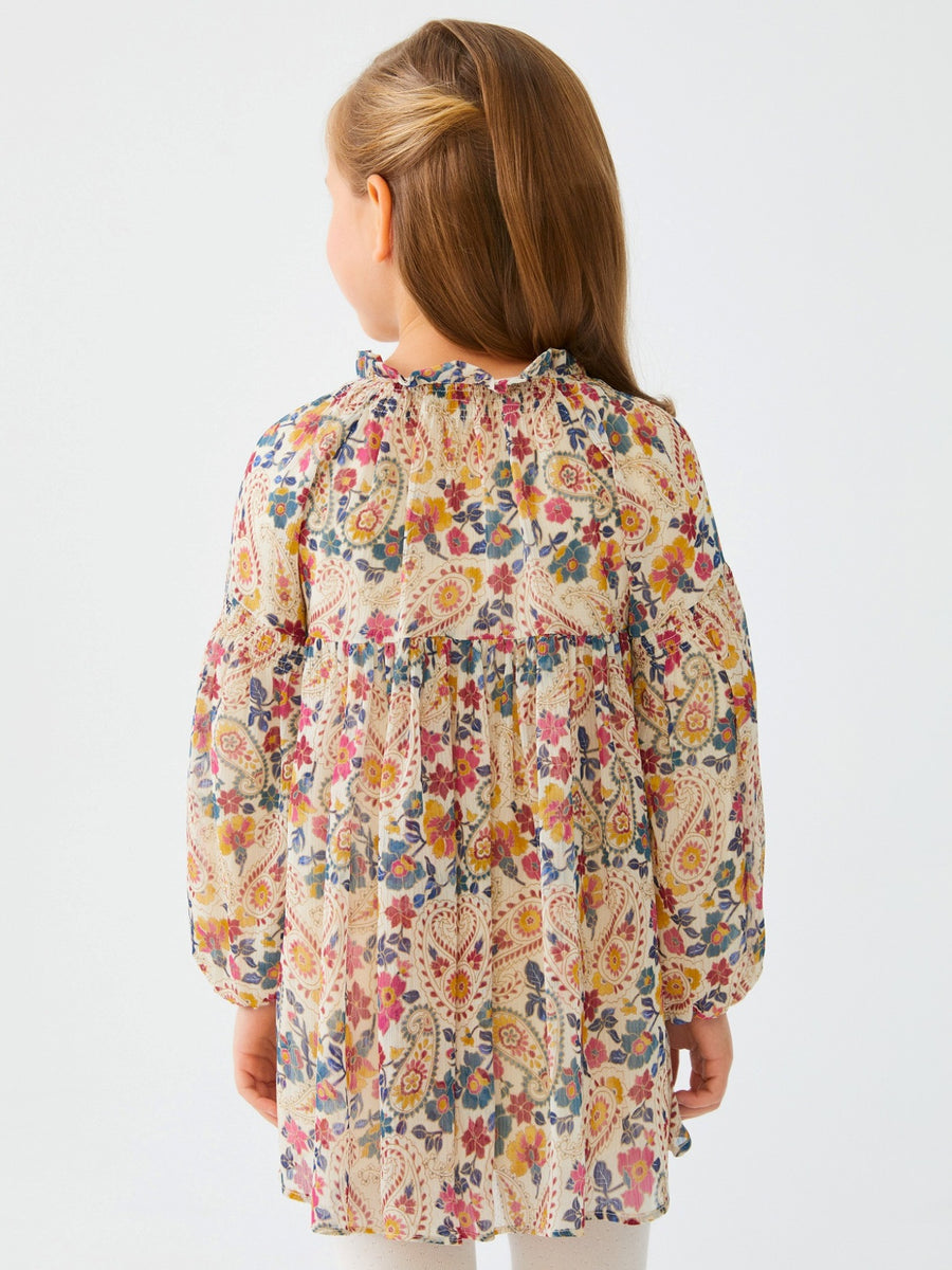 Vestido estampado Açafrão    (Amarelo Ocre)  para Menina - Abel & Lula