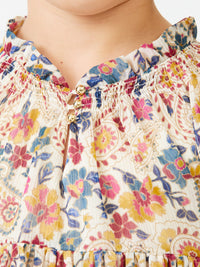 Vestido estampado Açafrão    (Amarelo Ocre)  para Menina - Abel & Lula