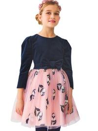 Vestido tul bordado Marinh-ros (Marinho)  para Menina - Abel & Lula