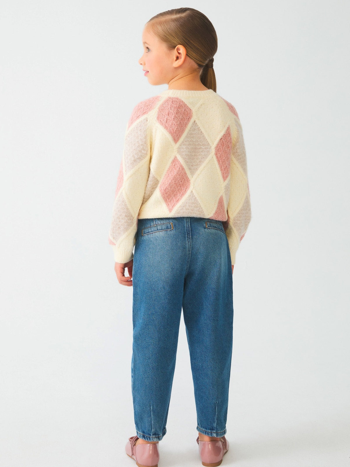 Calça denim slouchy Azul medio (Azul)  para Menina - Abel & Lula
