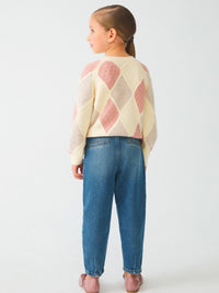 Calça denim slouchy Azul medio (Azul)  para Menina - Abel & Lula