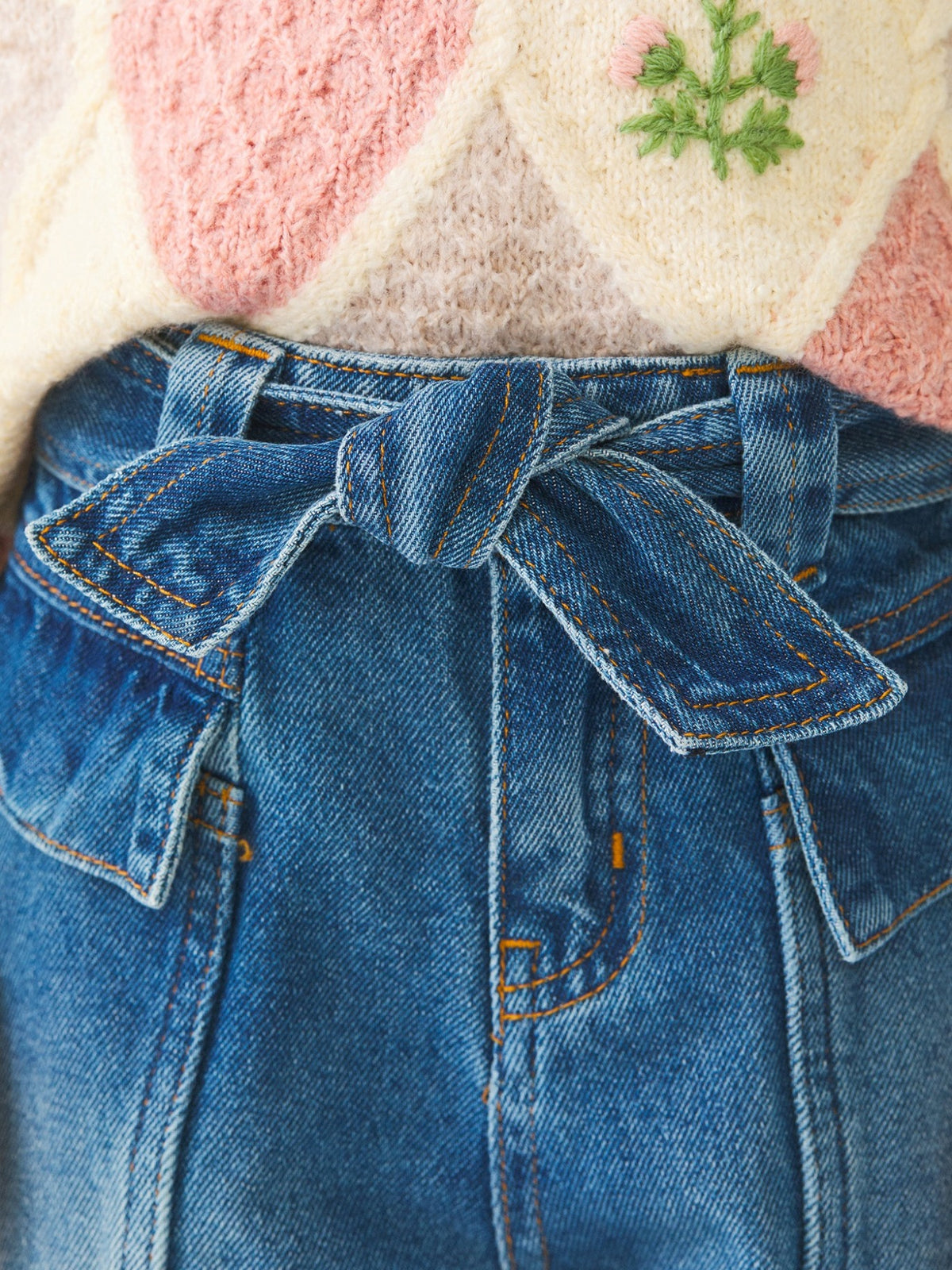 Calça denim slouchy Azul medio (Azul)  para Menina - Abel & Lula