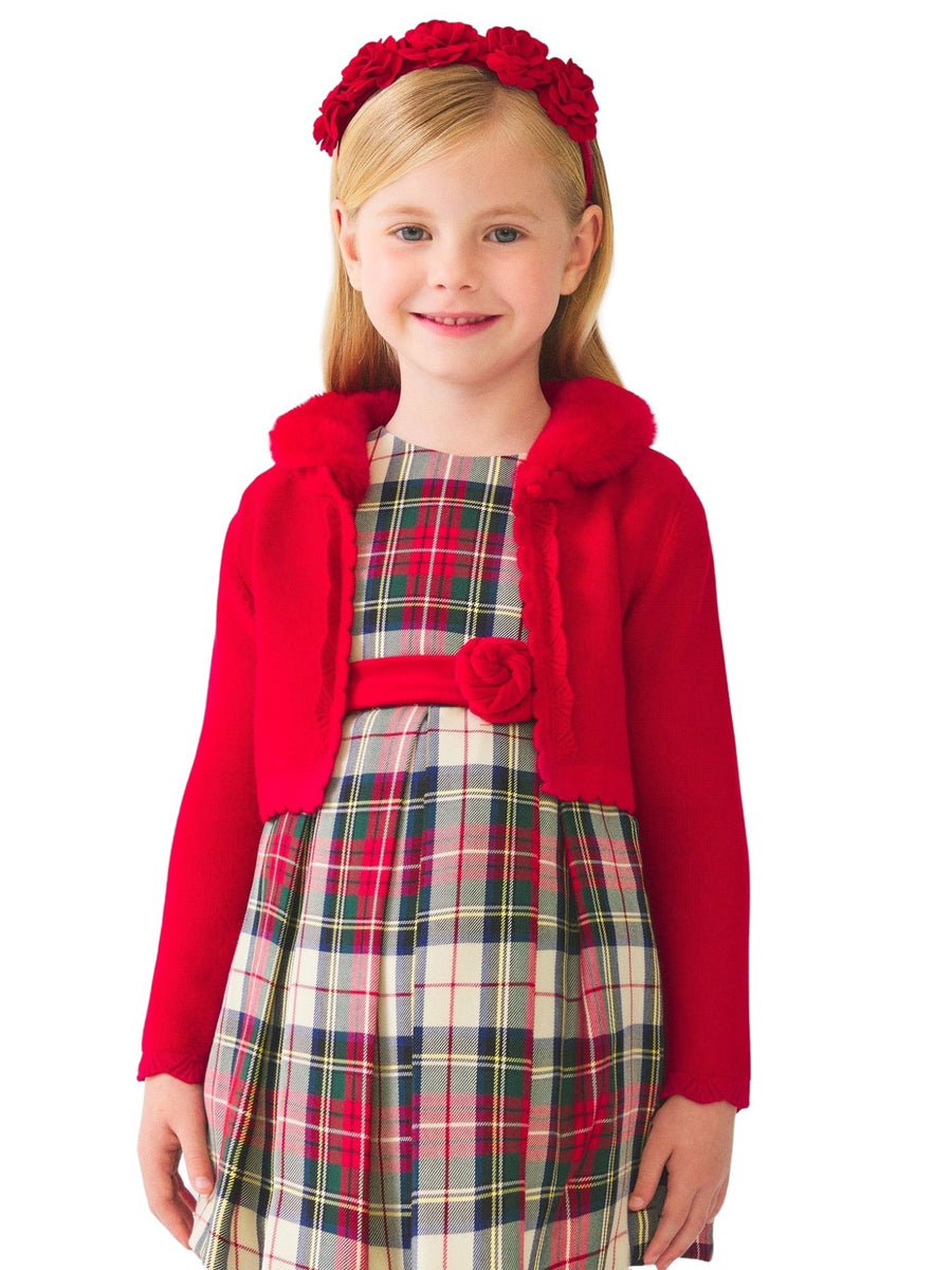 Casaco tricô gola pelo Vermelho   (Vermelho)  para Menina - Abel & Lula