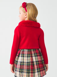Casaco tricô gola pelo Vermelho   (Vermelho)  para Menina - Abel & Lula