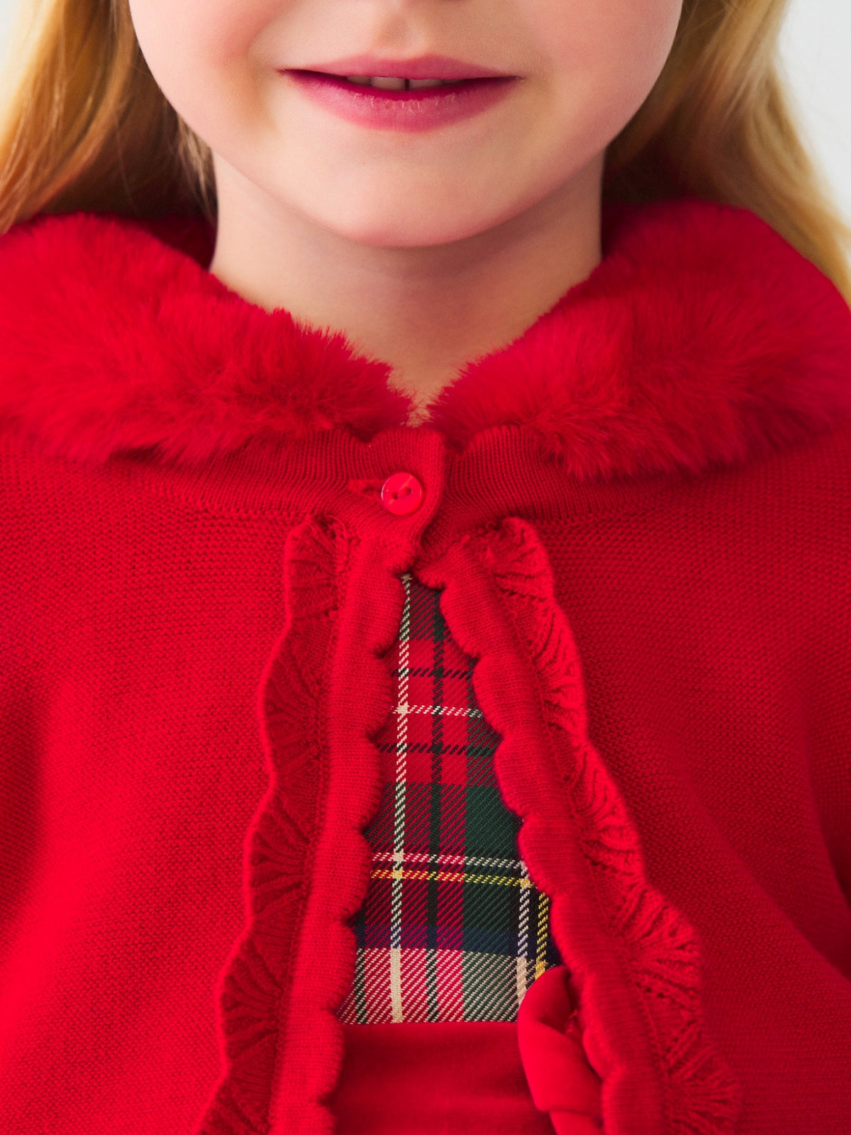 Casaco tricô gola pelo Vermelho   (Vermelho)  para Menina - Abel & Lula