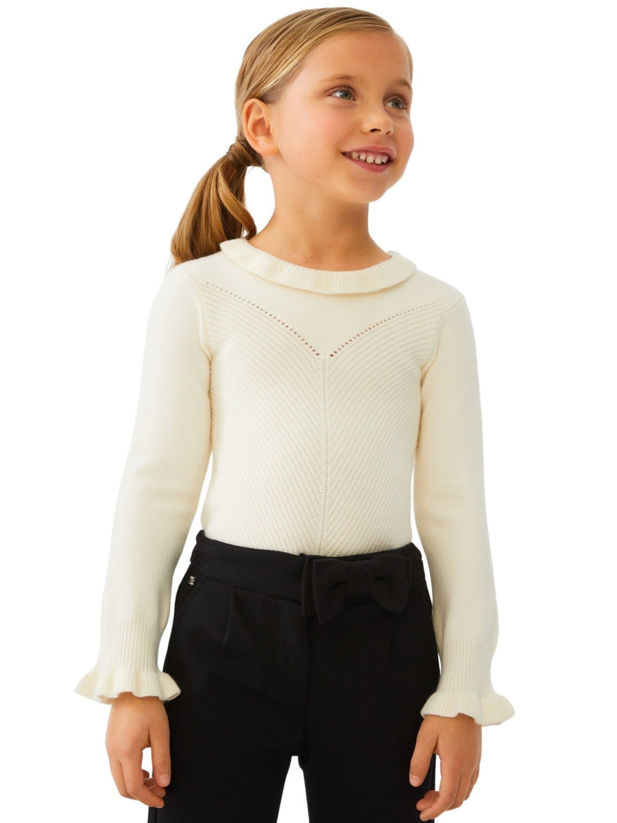 Camisola gola alta folho Bco sujo   (Branco)  para Menina - Abel & Lula
