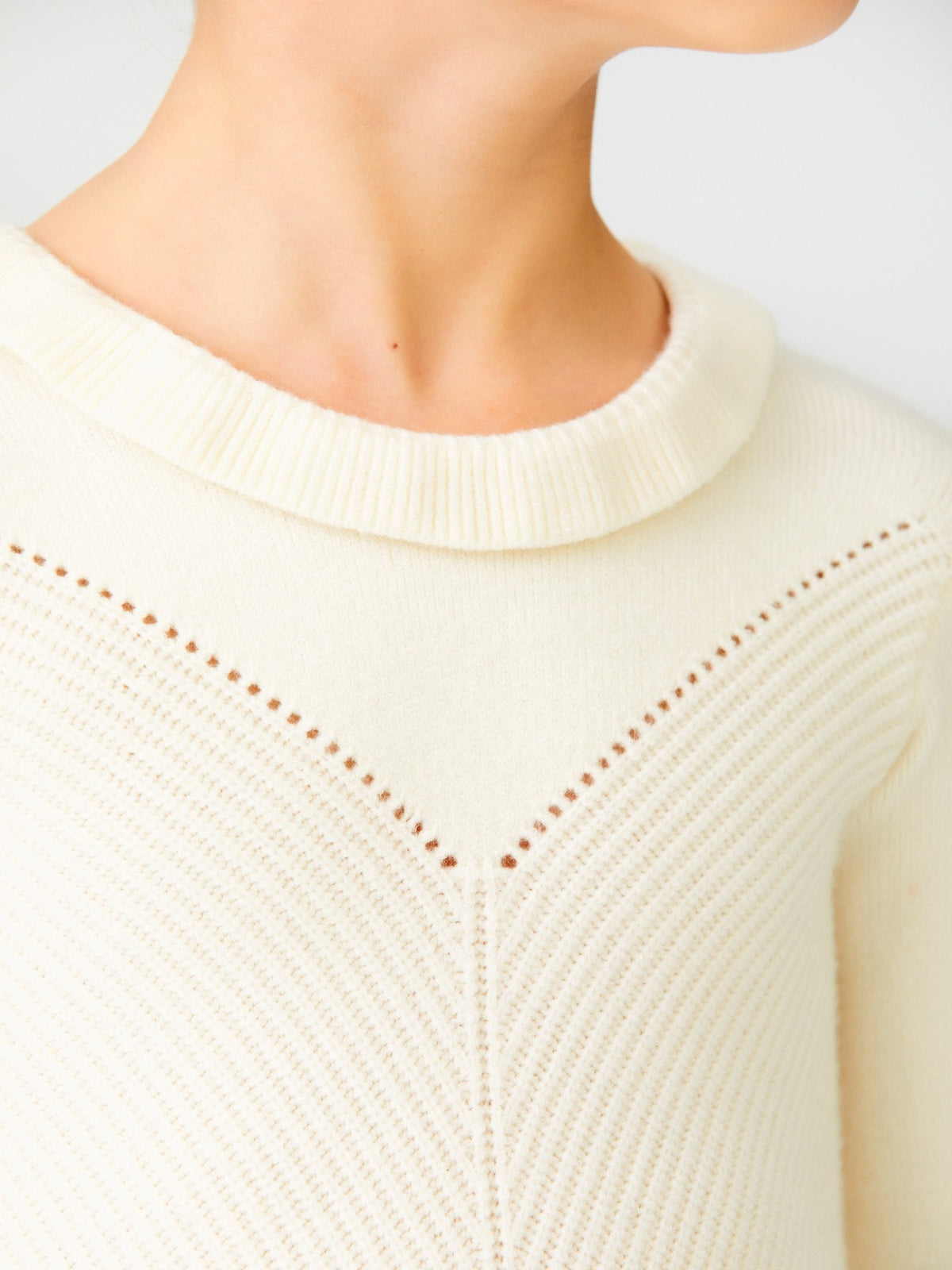 Camisola gola alta folho Bco sujo   (Branco)  para Menina - Abel & Lula