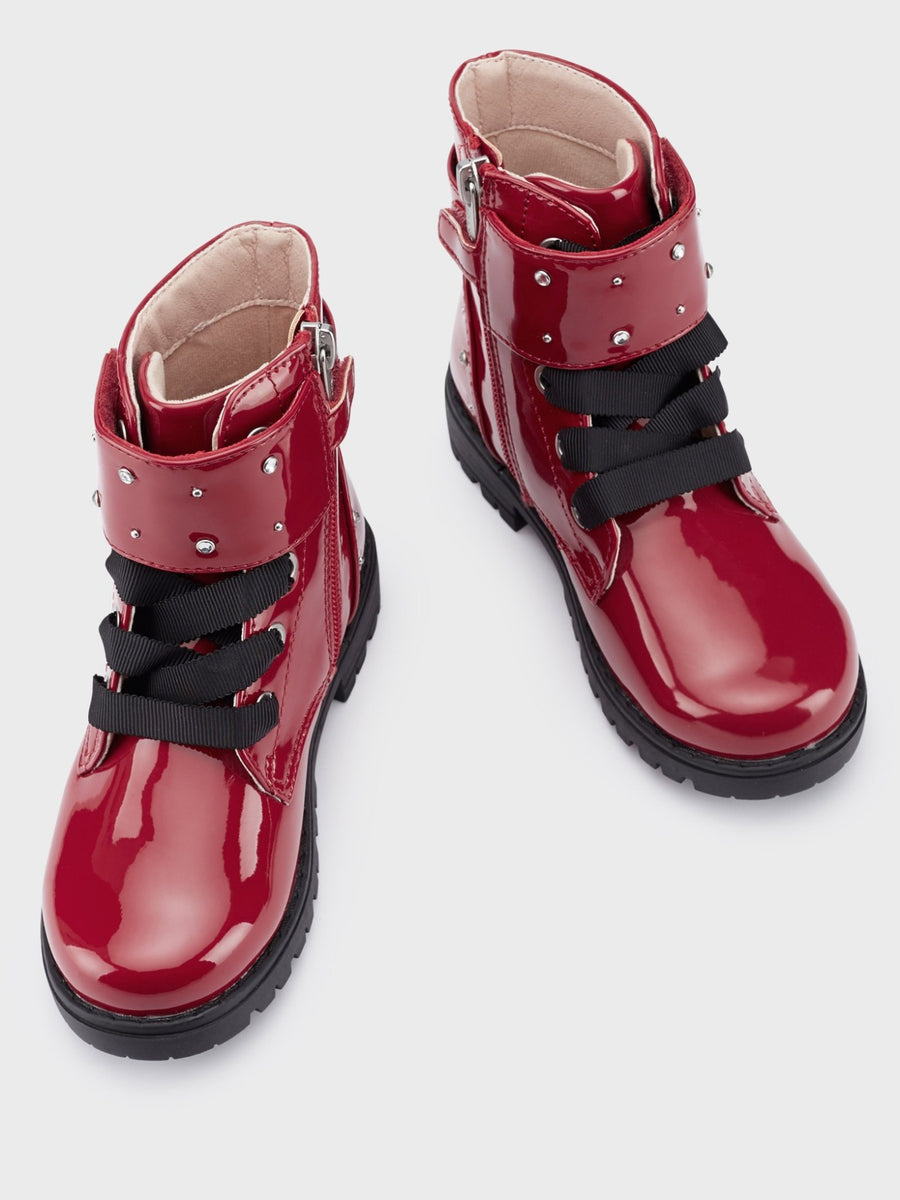 Botim motoqueiro charol Vermelho   (Vermelho)  para Menina - Mayoral