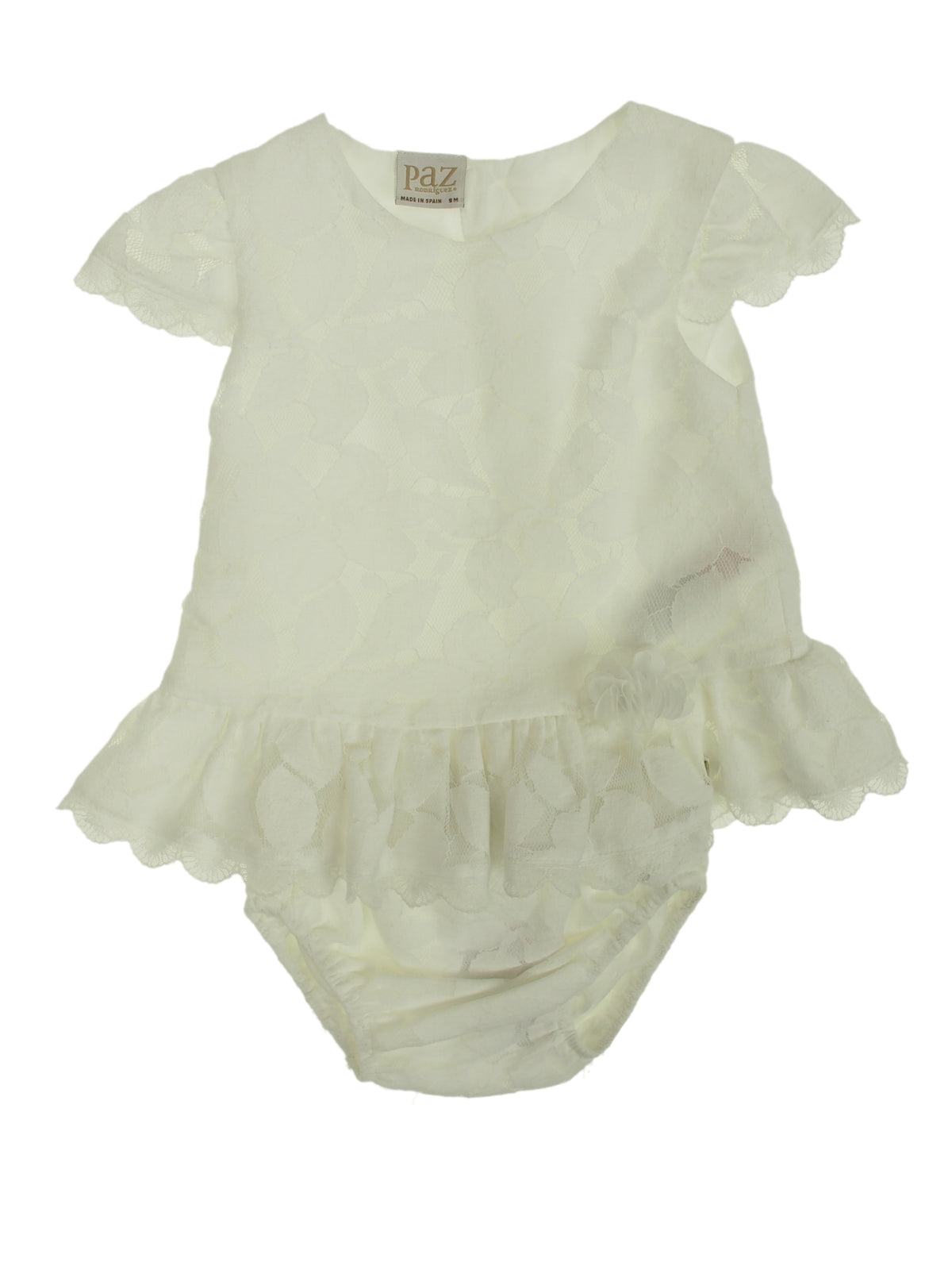 Vestido + cueca Creme / Pérola para Bebé Menina - Paz Rodriguez