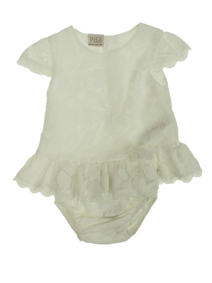Vestido + cueca Creme / Pérola para Bebé Menina - Paz Rodriguez