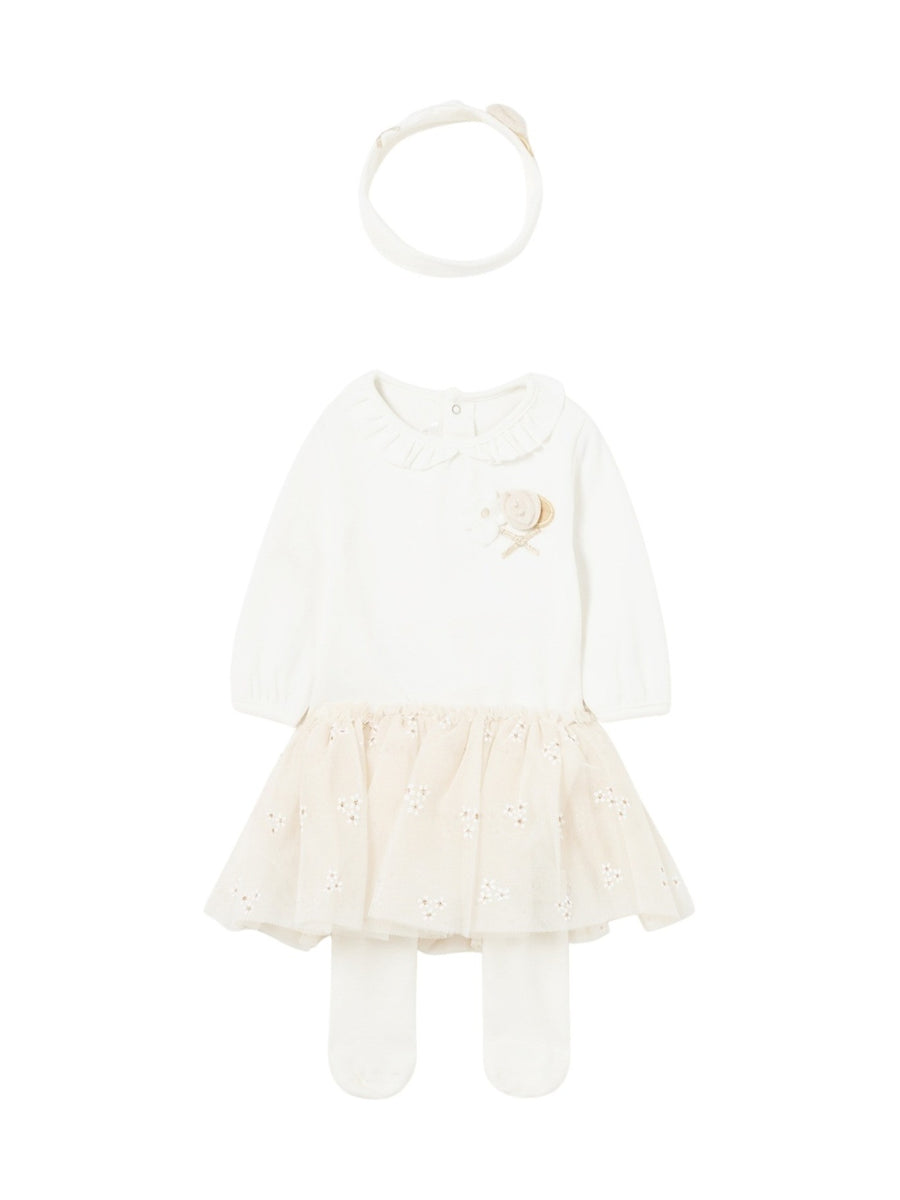 Conj. body tutu Champanhe (Creme / Pérola)  para Bebé Menina - Mayoral