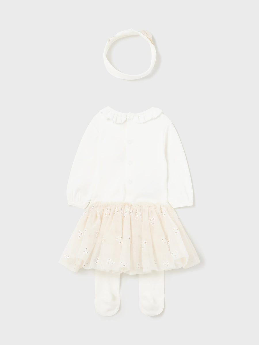 Conj. body tutu Champanhe (Creme / Pérola)  para Bebé Menina - Mayoral