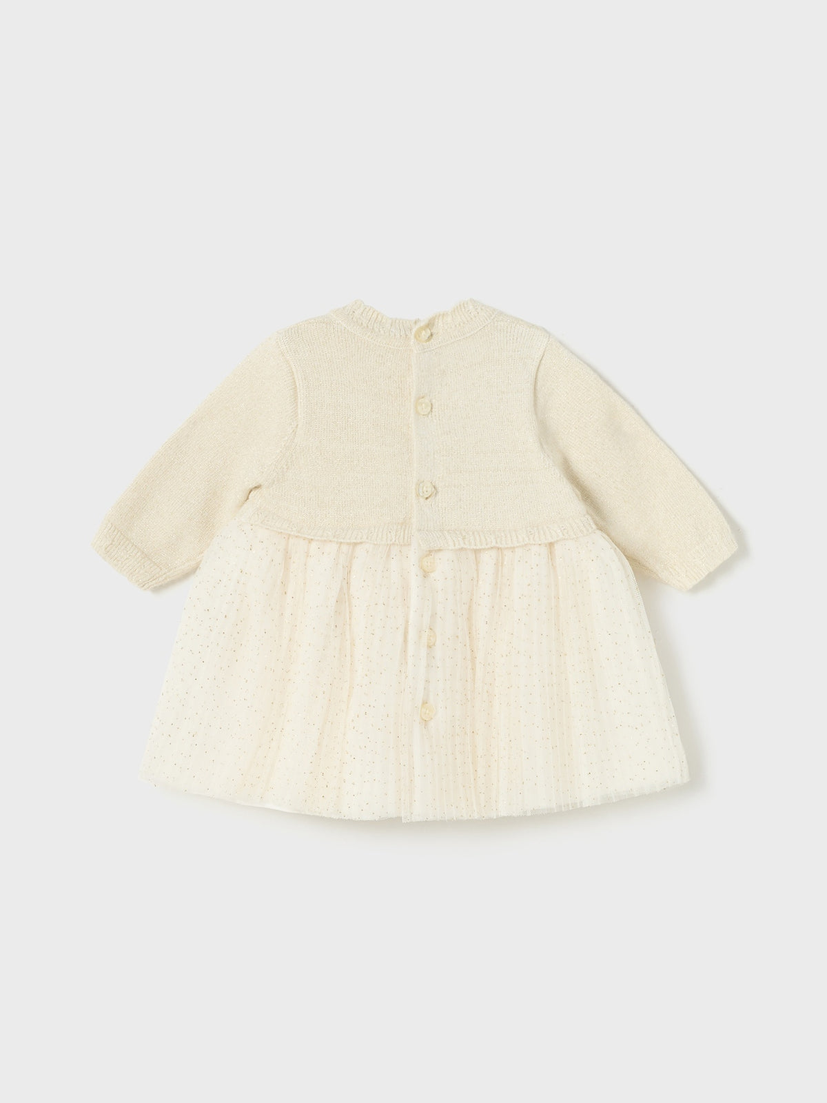 Vestido tricô tule plissado Champanhe (Creme / Pérola)  para Bebé Menina - Mayoral