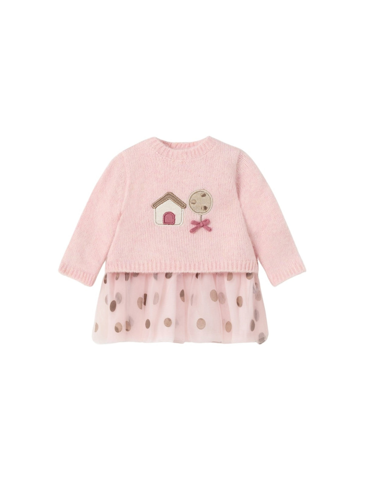 Vestido tricot e tule  (Rosa Bébé)  para Bebé Menina - Mayoral
