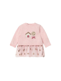 Vestido tricot e tule  (Rosa Bébé)  para Bebé Menina - Mayoral