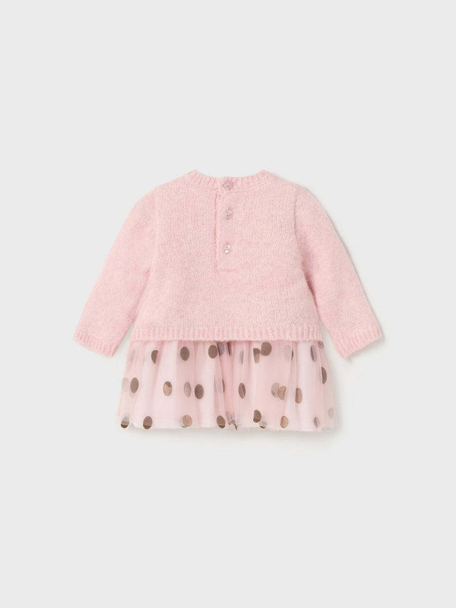 Vestido tricot e tule  (Rosa Bébé)  para Bebé Menina - Mayoral