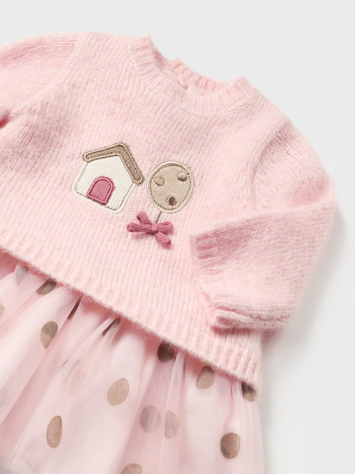 Vestido tricot e tule  (Rosa Bébé)  para Bebé Menina - Mayoral