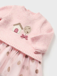 Vestido tricot e tule  (Rosa Bébé)  para Bebé Menina - Mayoral