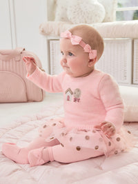 Vestido tricot e tule  (Rosa Bébé)  para Bebé Menina - Mayoral