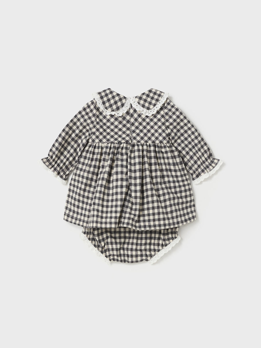 Vestido vichy e cuequita Cinza escu (Cinza Escuro)  para Bebé Menina - Mayoral