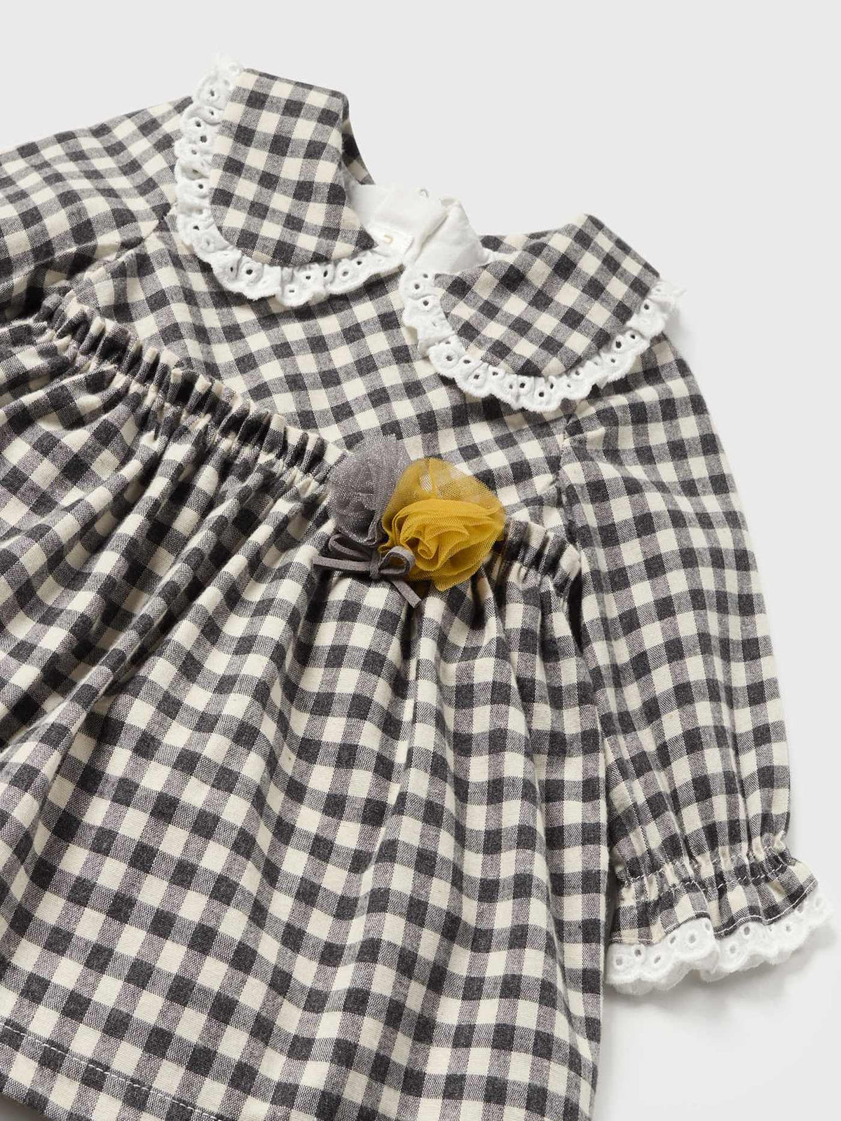 Vestido vichy e cuequita Cinza escu (Cinza Escuro)  para Bebé Menina - Mayoral