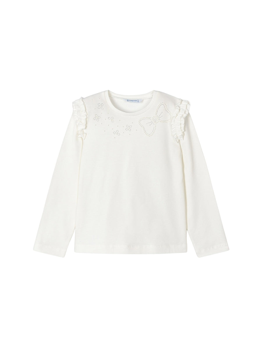 Camisola aplicações Crú (Creme / Pérola)  para Menina - Mayoral