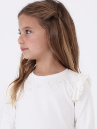Camisola aplicações Crú (Creme / Pérola)  para Menina - Mayoral