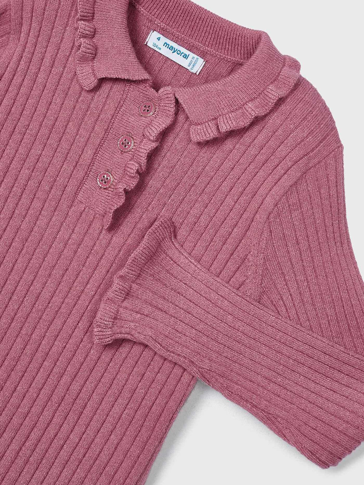 Polo m/comp. tricô Orquídea (Rosa Velho)  para Menina - Mayoral