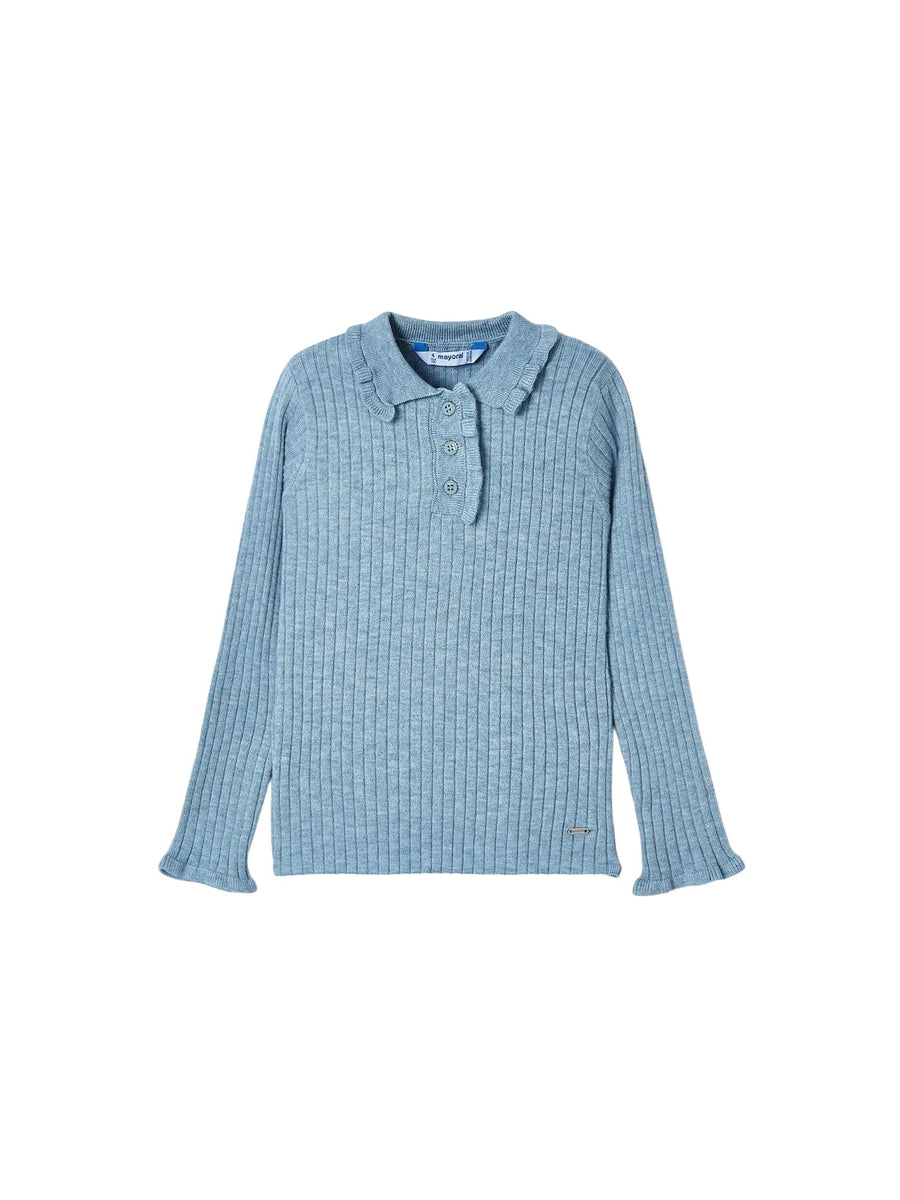 Polo m/comp. tricô Bluebell v (Celeste)  para Menina - Mayoral