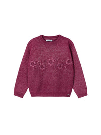 Jersey flores bordadas Morang vig (Bordeaux)  para Menina - Mayoral