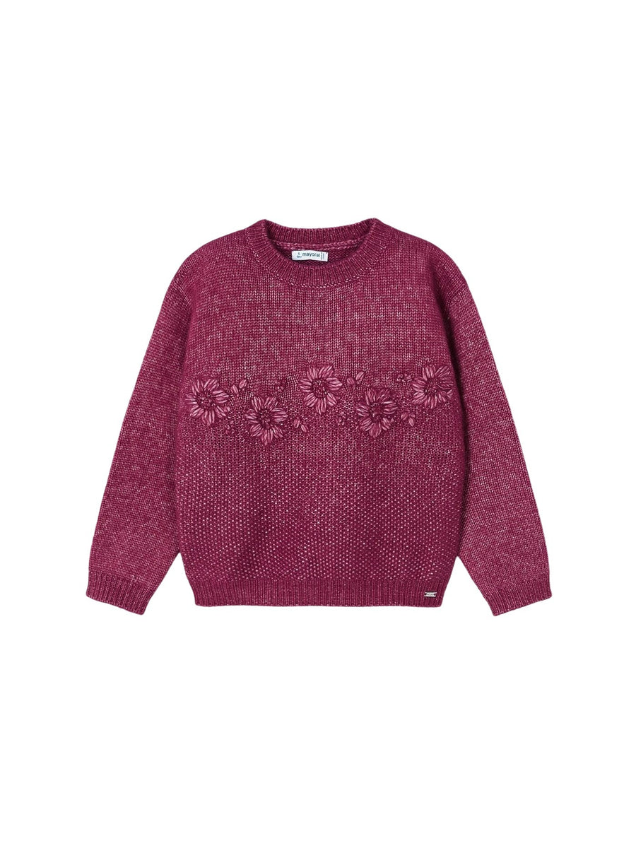 Jersey flores bordadas Morang vig (Bordeaux)  para Menina - Mayoral