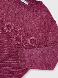 Jersey flores bordadas Morang vig (Bordeaux)  para Menina - Mayoral