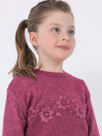 Jersey flores bordadas Morang vig (Bordeaux)  para Menina - Mayoral