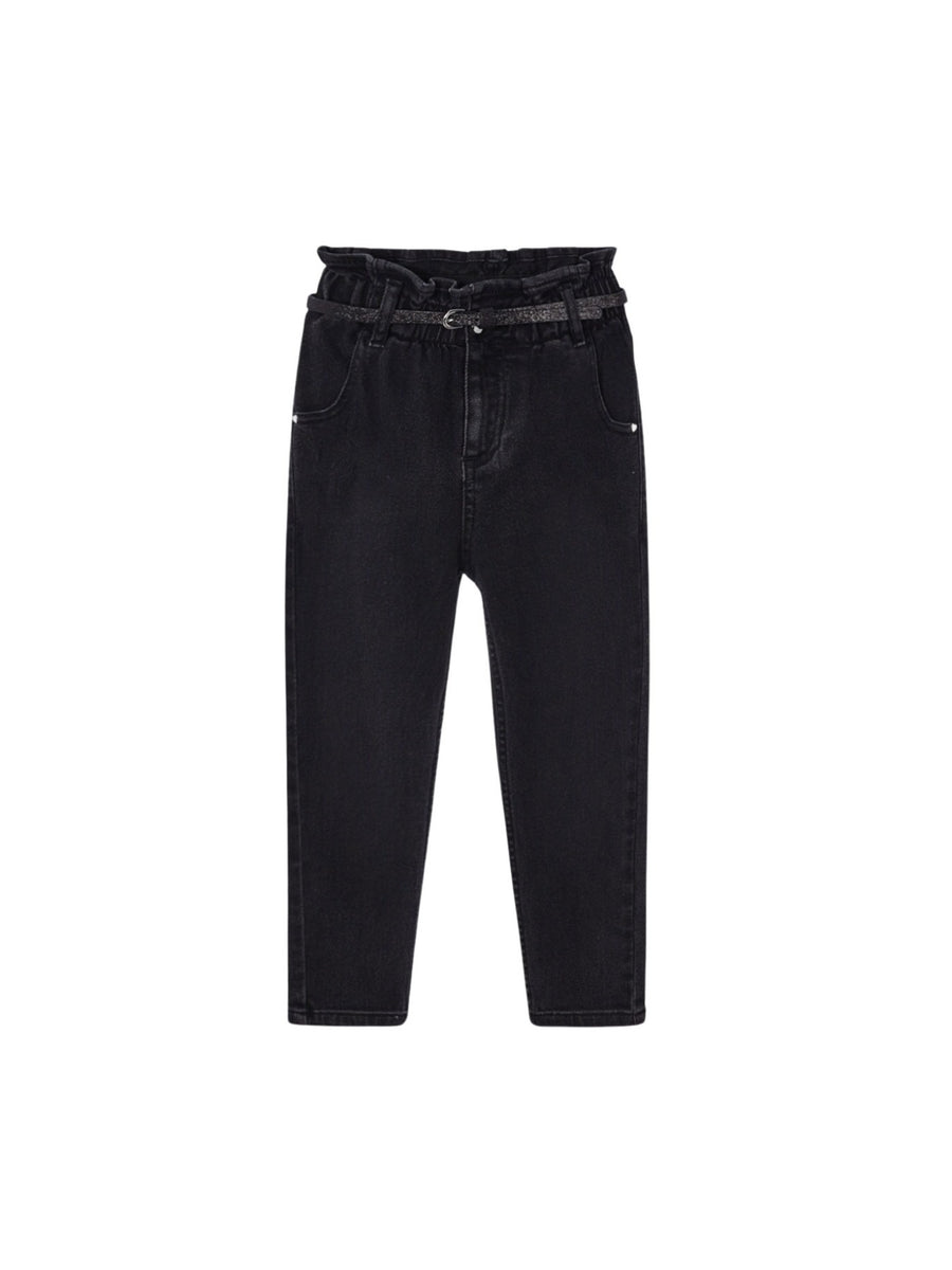 Calça denim cinto Preto (Preto)  para Menina - Mayoral
