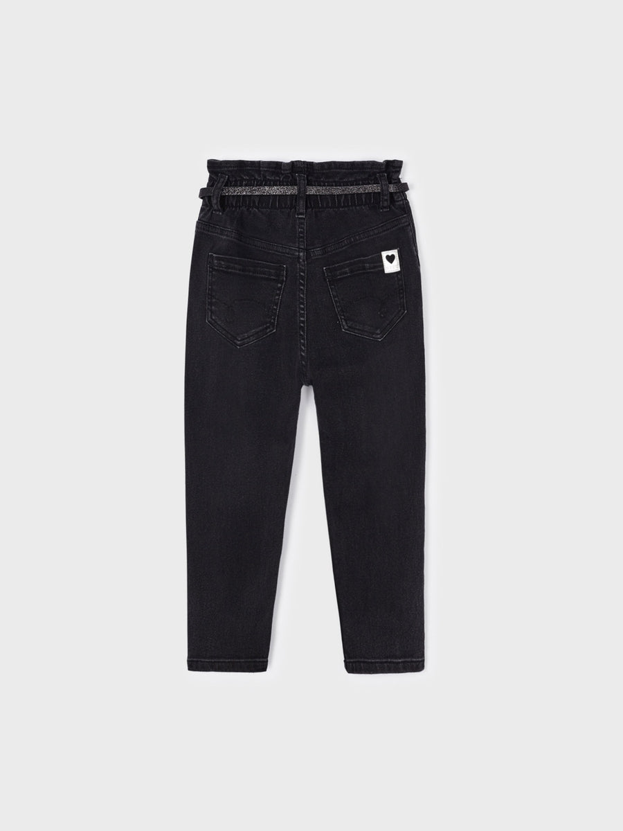 Calça denim cinto Preto (Preto)  para Menina - Mayoral