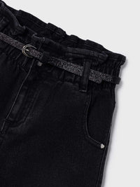 Calça denim cinto Preto (Preto)  para Menina - Mayoral
