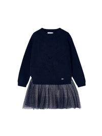 Vestido tricô combinado tule Marinho (Marinho)  para Menina - Mayoral