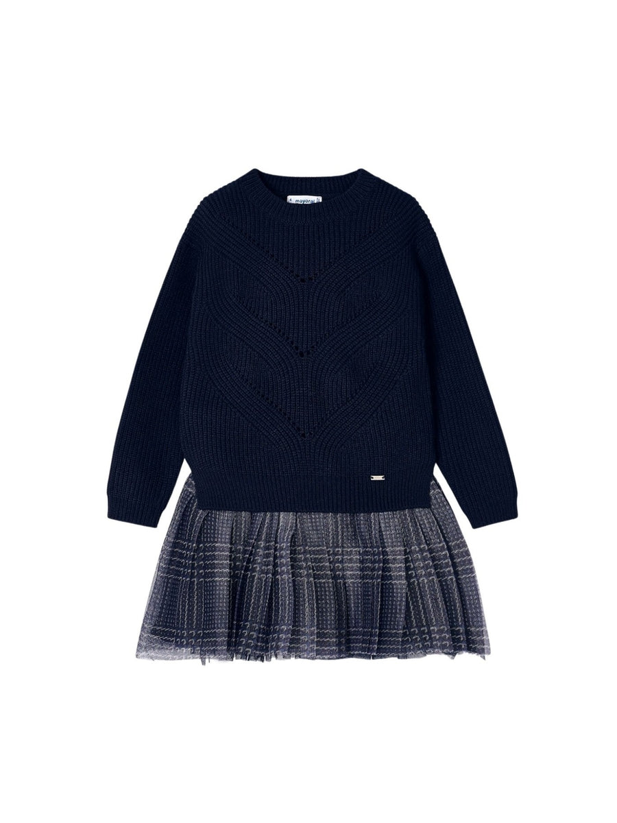Vestido tricô combinado tule Marinho (Marinho)  para Menina - Mayoral