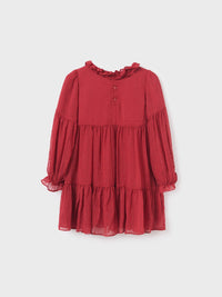 Vestido plumeti Framboesa (Vermelho Escuro)  para Menina - Abel & Lula
