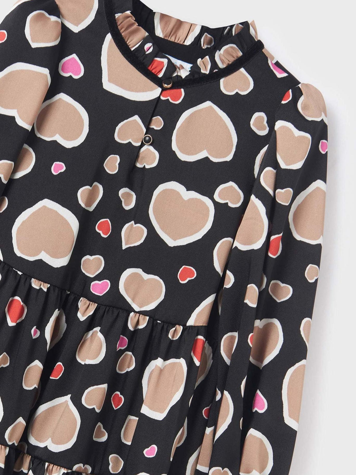 Vestido estampado corações Preto (Preto)  para Menina - Abel & Lula