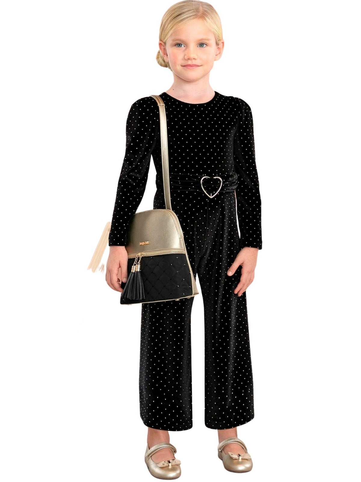 Macacão veludo glitter Preto (Preto)  para Menina - Abel & Lula