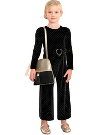 Macacão veludo glitter Preto (Preto)  para Menina - Abel & Lula